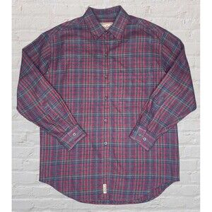 Vtg Woolrich Plaid Flannel Shirt Women SM Red Button Front Outdoor Boho Western
